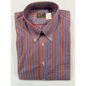 NWT Vintage Gitman Bros Made USA L Red Blue Stripe Button Down Dress Shirt